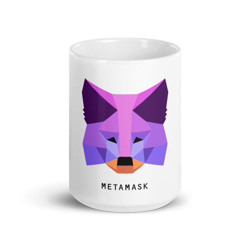 white glossy mug 15oz front view 62a0b22764bce - MetaMask Purple Fox Mug