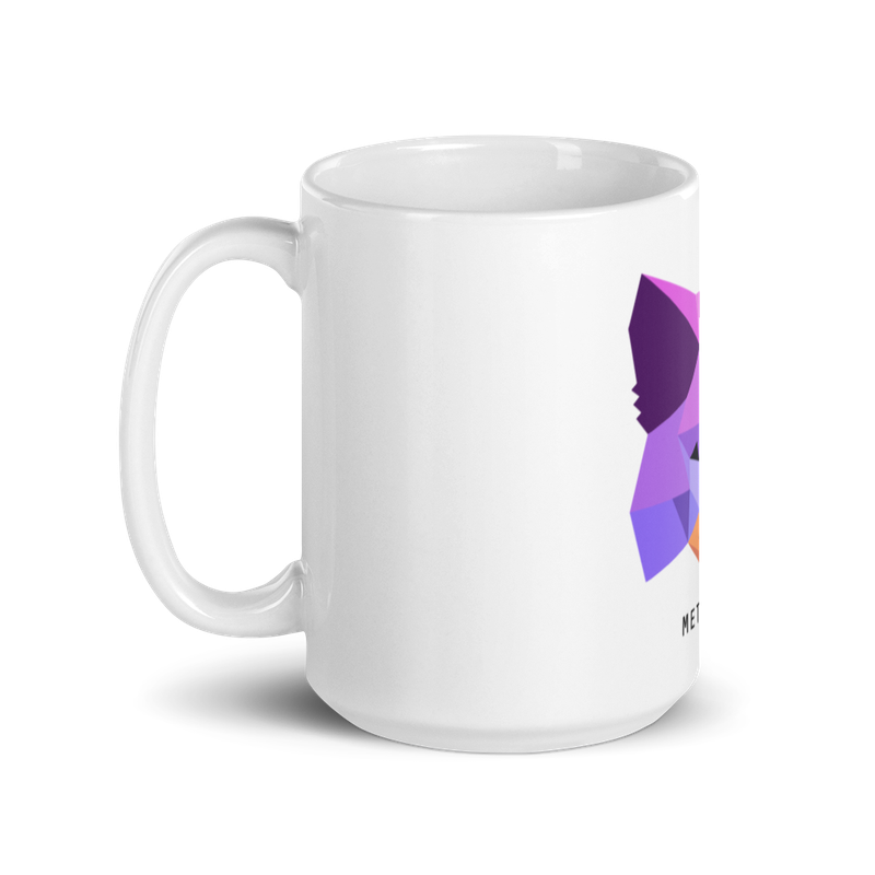 white glossy mug 15oz handle on left 62a0b22764b8b - MetaMask Purple Fox Mug
