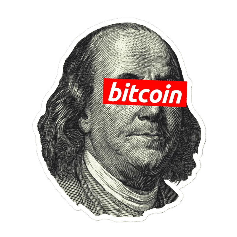 Bitcoin: Benjamin Franklin Sticker - Image 3