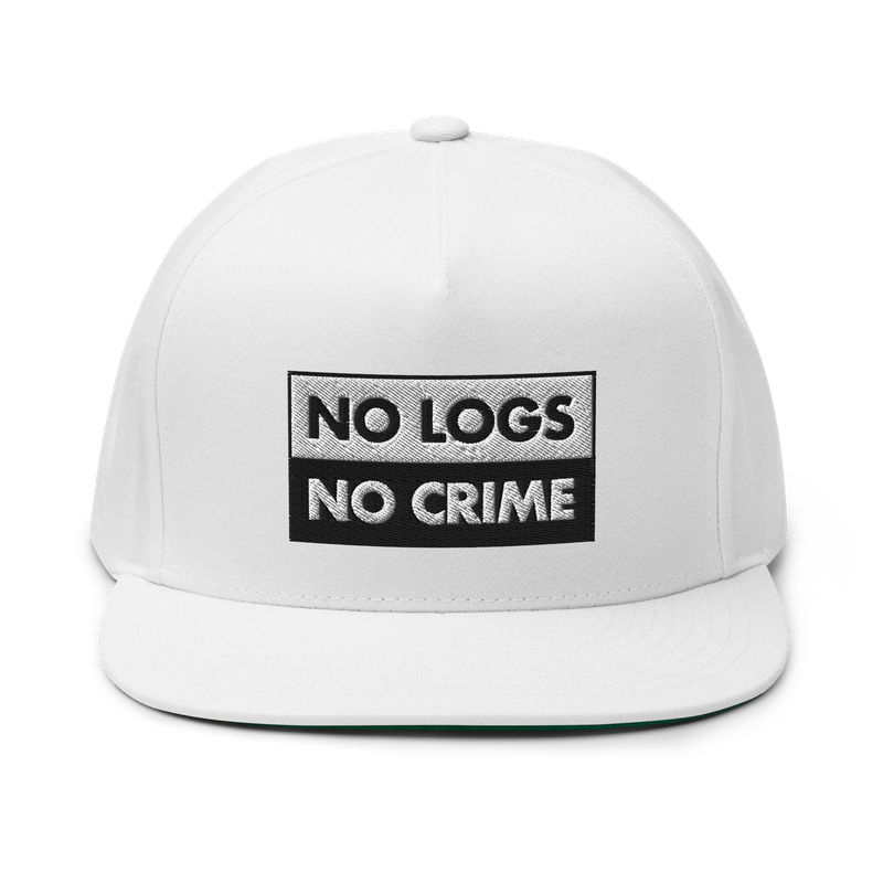 flat bill cap white front 62cef8ae25456 - NO LOGS NO CRIME Snapback Hat