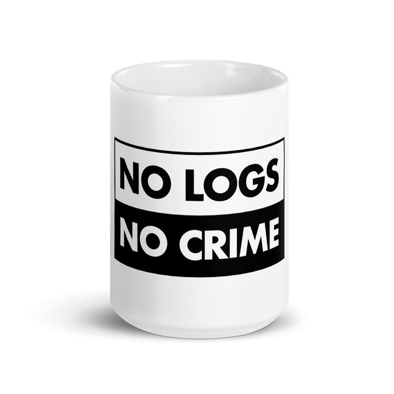white glossy mug 15oz front view 62cdacdf53ce8 - NO LOGS NO CRIME Mug