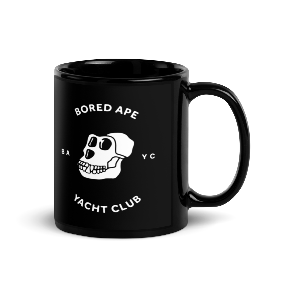 black glossy mug black 11oz handle on right 62eae7428f6f8 - BAYC Black Glossy Mug