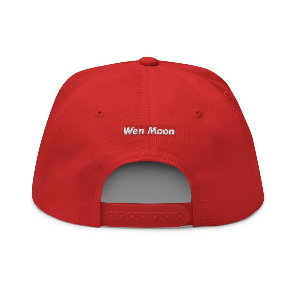 flat bill cap red back 6309fb36545d9 - Wen Moon Snapback Hat