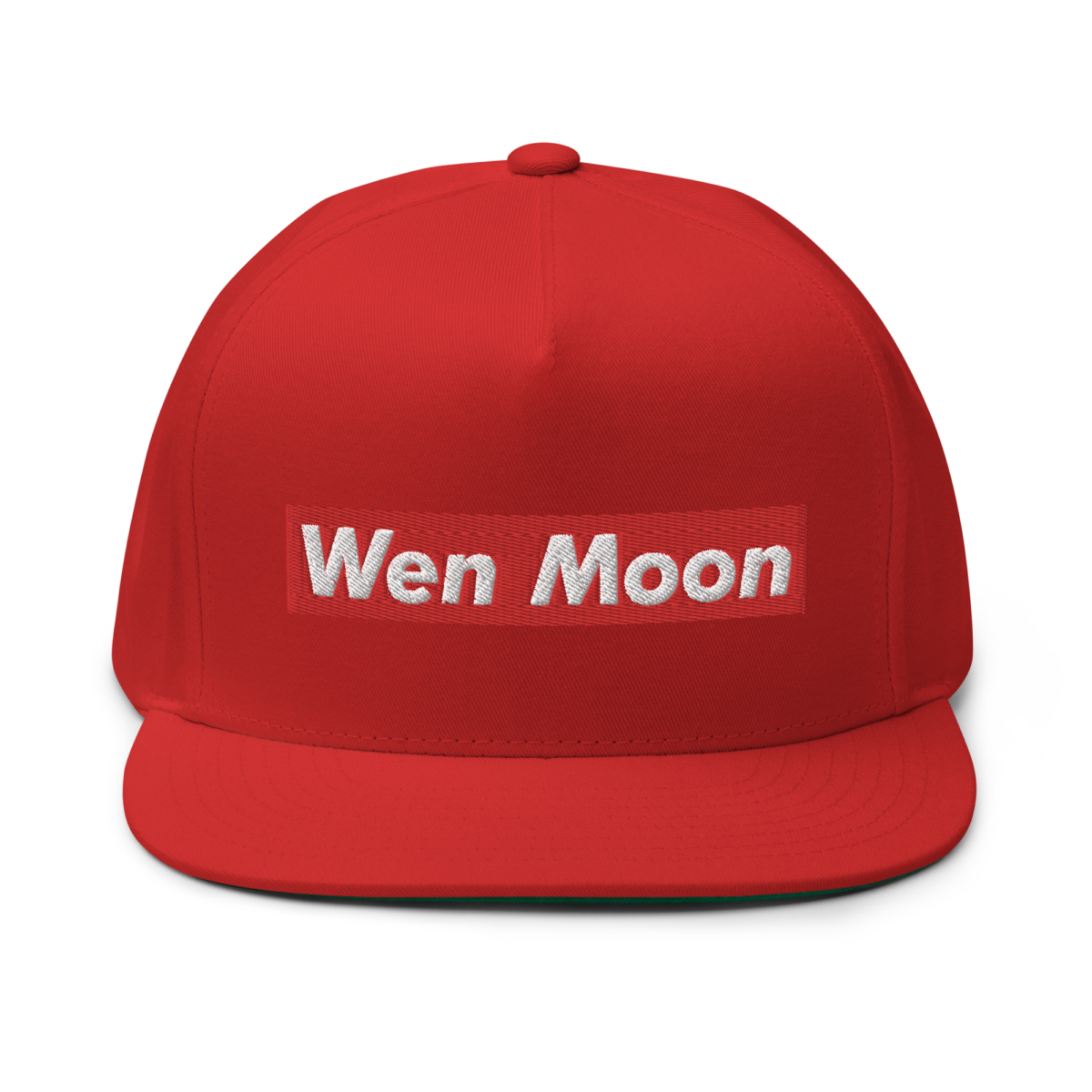 flat bill cap red front 6309fb3653a31 - Wen Moon Snapback Hat
