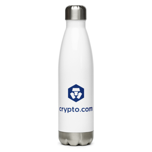 stainless steel water bottle white 17oz front 6309157f9c000 - Crypto.com Stainless Steel Water Bottle