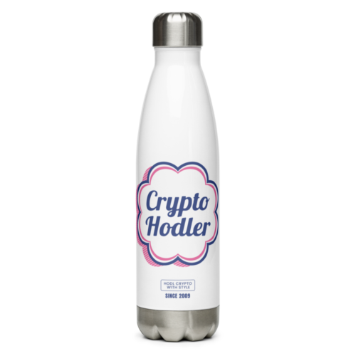 stainless steel water bottle white 17oz front 63091c5798b53 - Crypto Hodler Stainless Steel Water Bottle