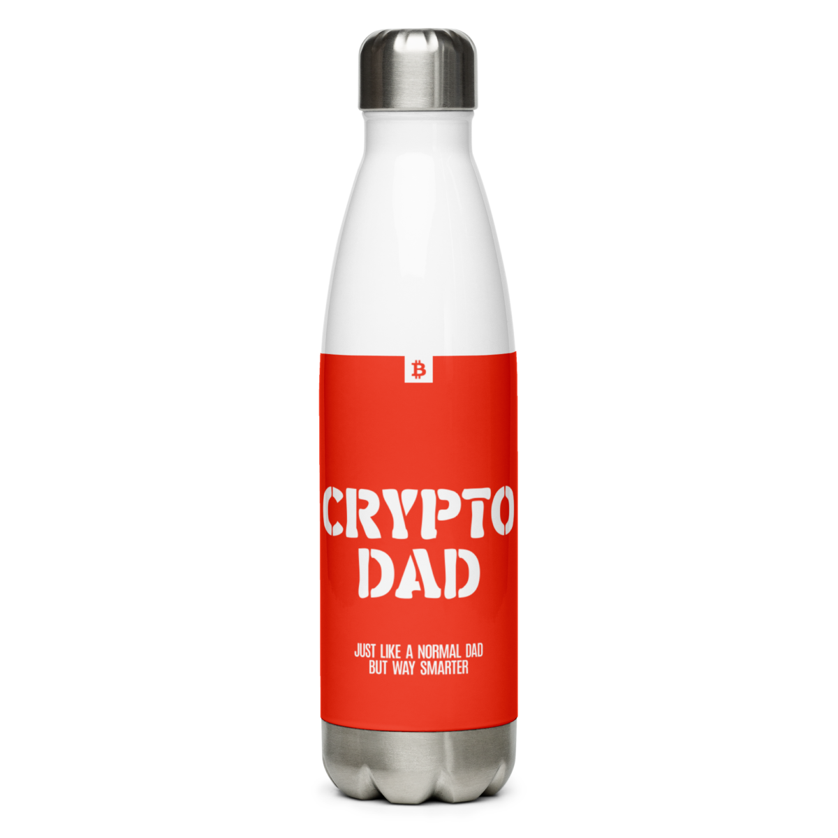 stainless steel water bottle white 17oz front 63091d334a1fa - Crypto Dad Stainless Steel Water Bottle
