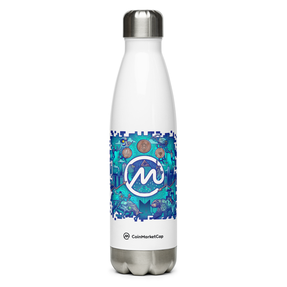 stainless steel water bottle white 17oz front 63091fc596186 - CoinMarketCap Stainless Steel Water Bottle