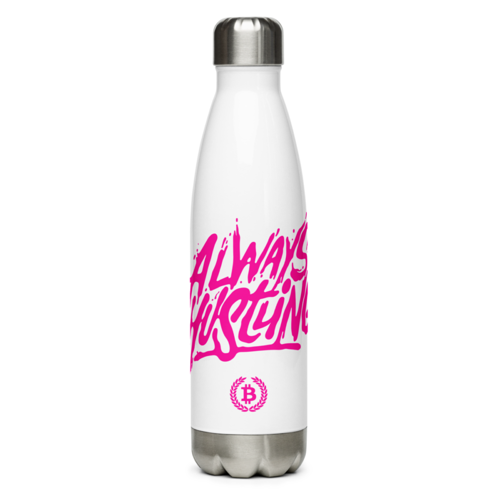 stainless steel water bottle white 17oz front 630923a566365 - Bitcoin: Always Hustling Stainless Steel Water Bottle