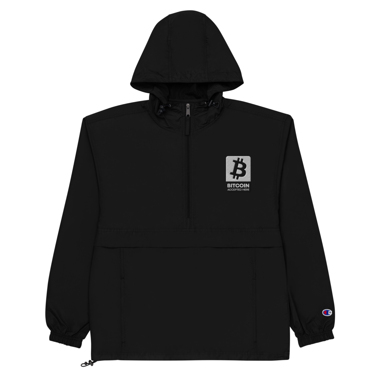 Bitcoin Accepted Here Champion Packable Jacket