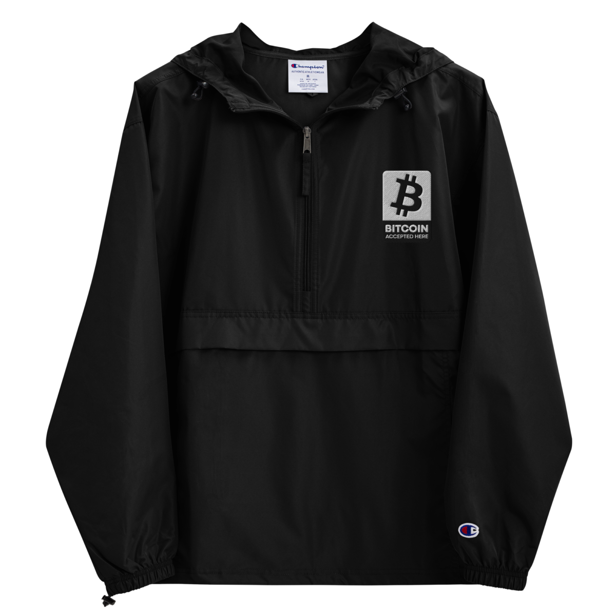 Bitcoin Accepted Here Champion Packable Jacket