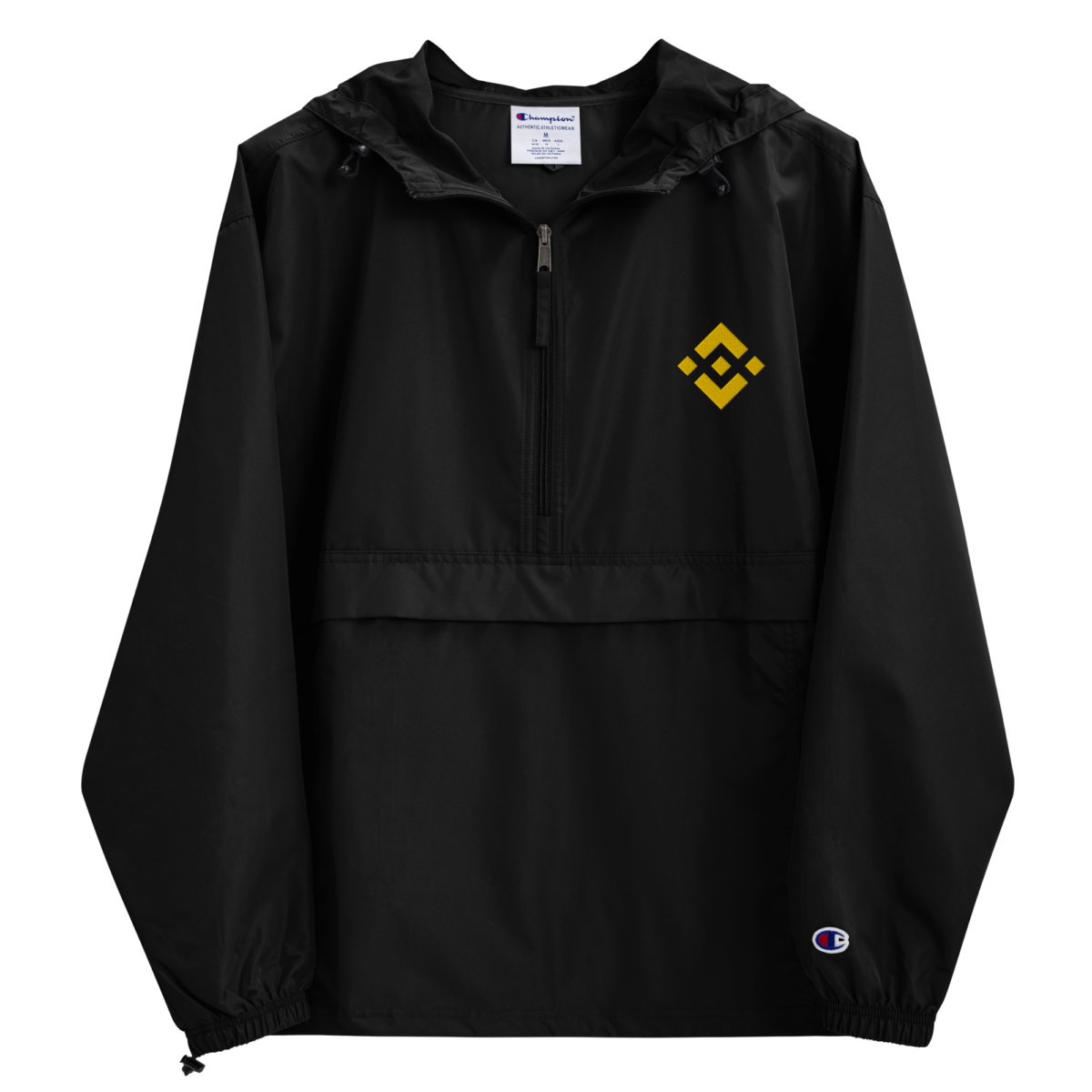 embroidered champion packable jacket black front 631f401a84178 - Binance (BNB) Champion Packable Jacket