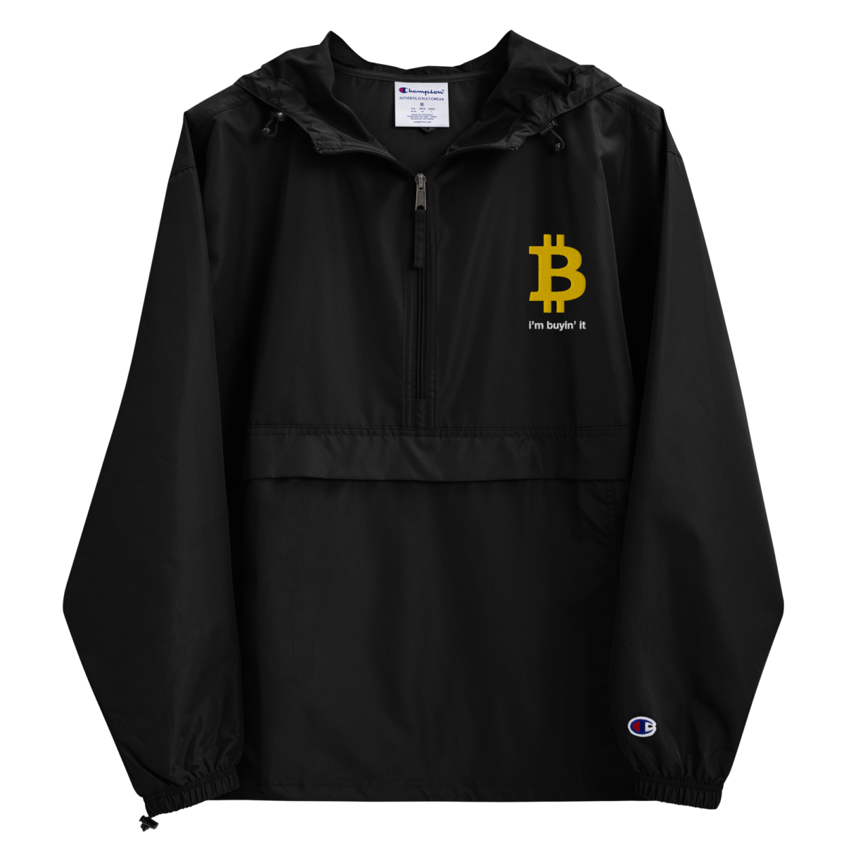 embroidered champion packable jacket black front 631f42af17eb6 - Bitcoin: I'm Buyin' It Champion Packable Jacket