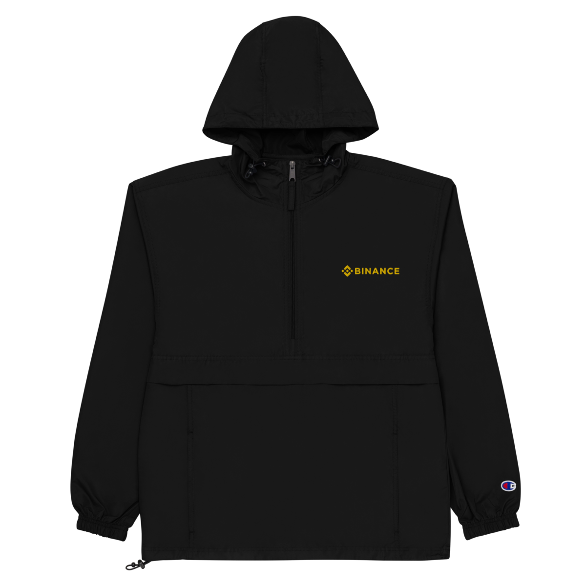embroidered champion packable jacket black front 631f50ca5e671 - Binance x Champion Packable Jacket