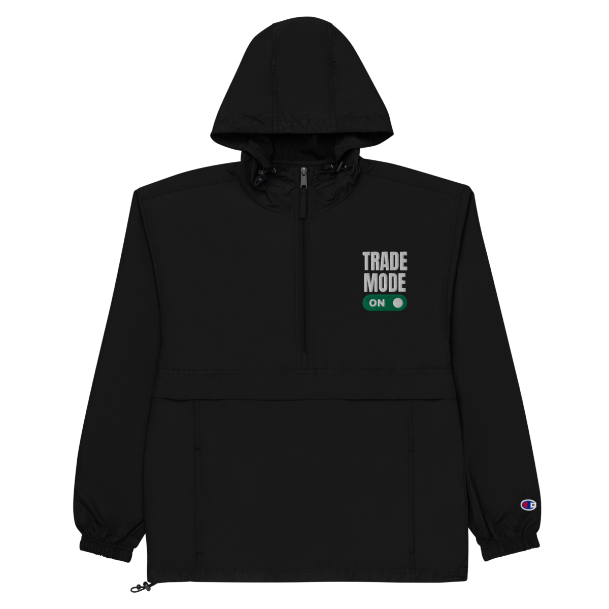 embroidered champion packable jacket black front 631f573c39ad3 - Trade Mode: On Champion Packable Jacket