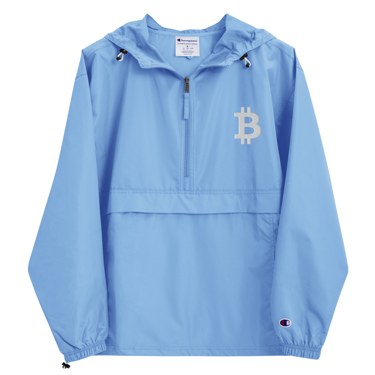 embroidered champion packable jacket light blue front 631f52b593b87 - Bitcoin Champion Packable Jacket