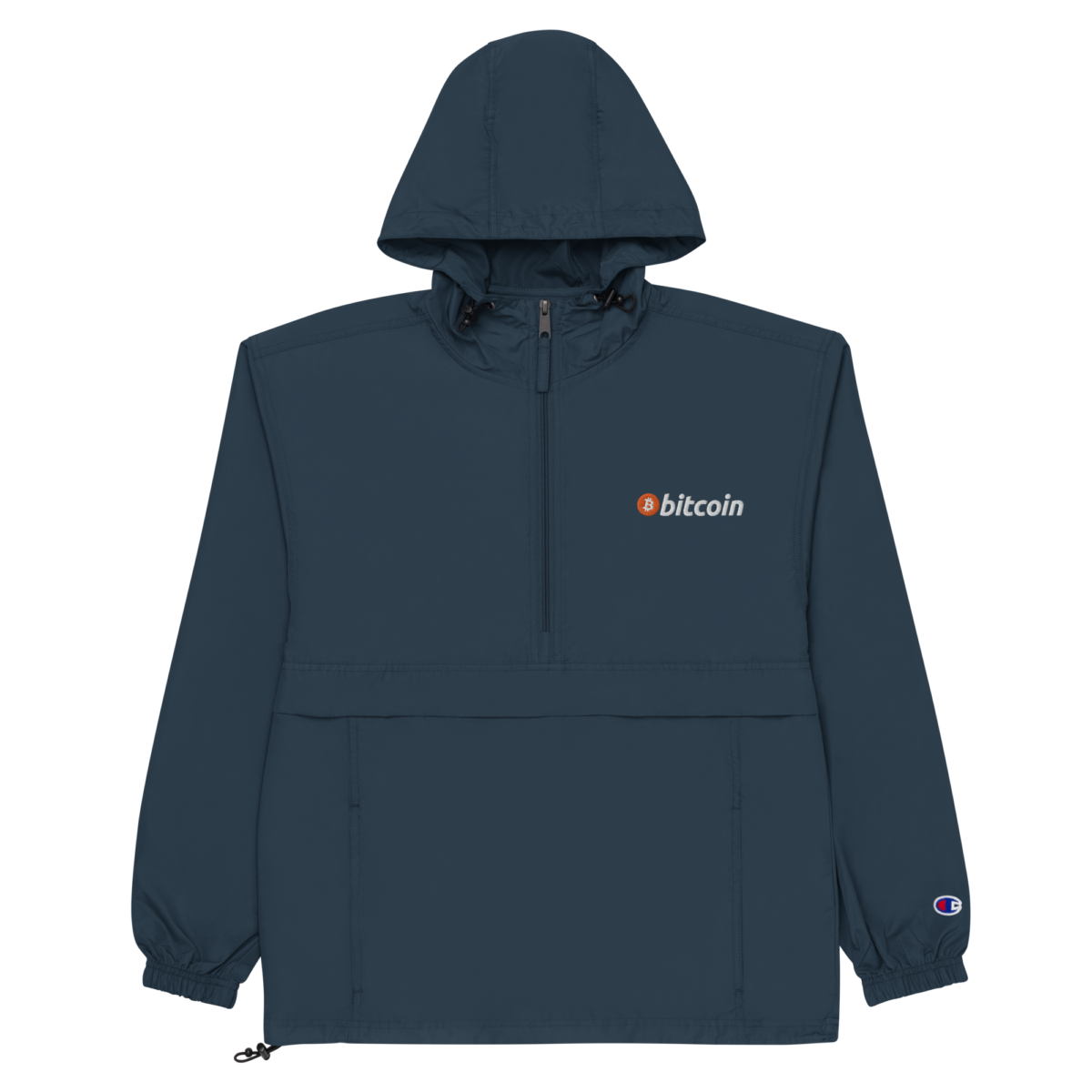embroidered champion packable jacket navy front 631f53e1514ff - Bitcoin Classic Logo Champion Packable Jacket