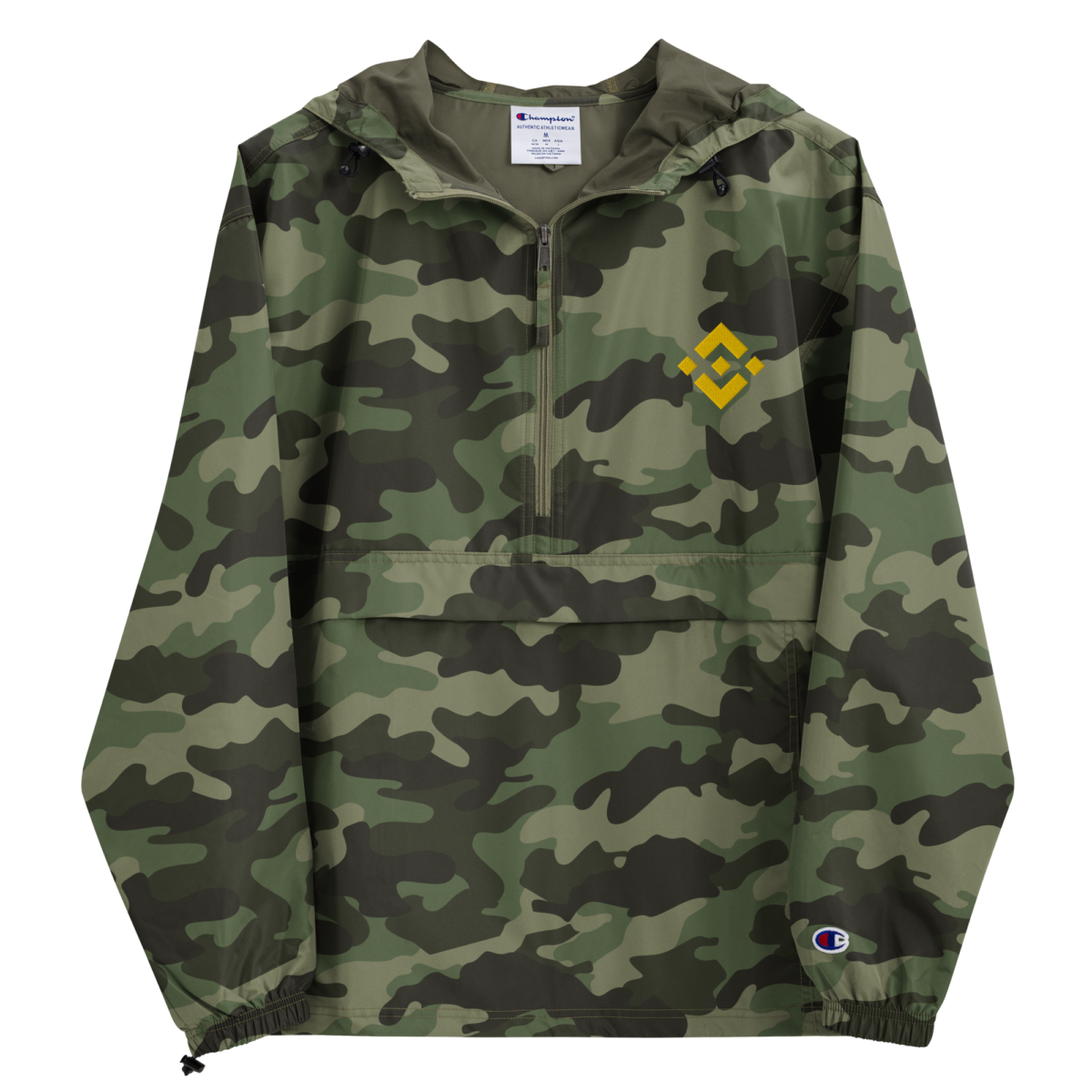 embroidered champion packable jacket olive green camo front 631f401a84f02 - Binance (BNB) Champion Packable Jacket
