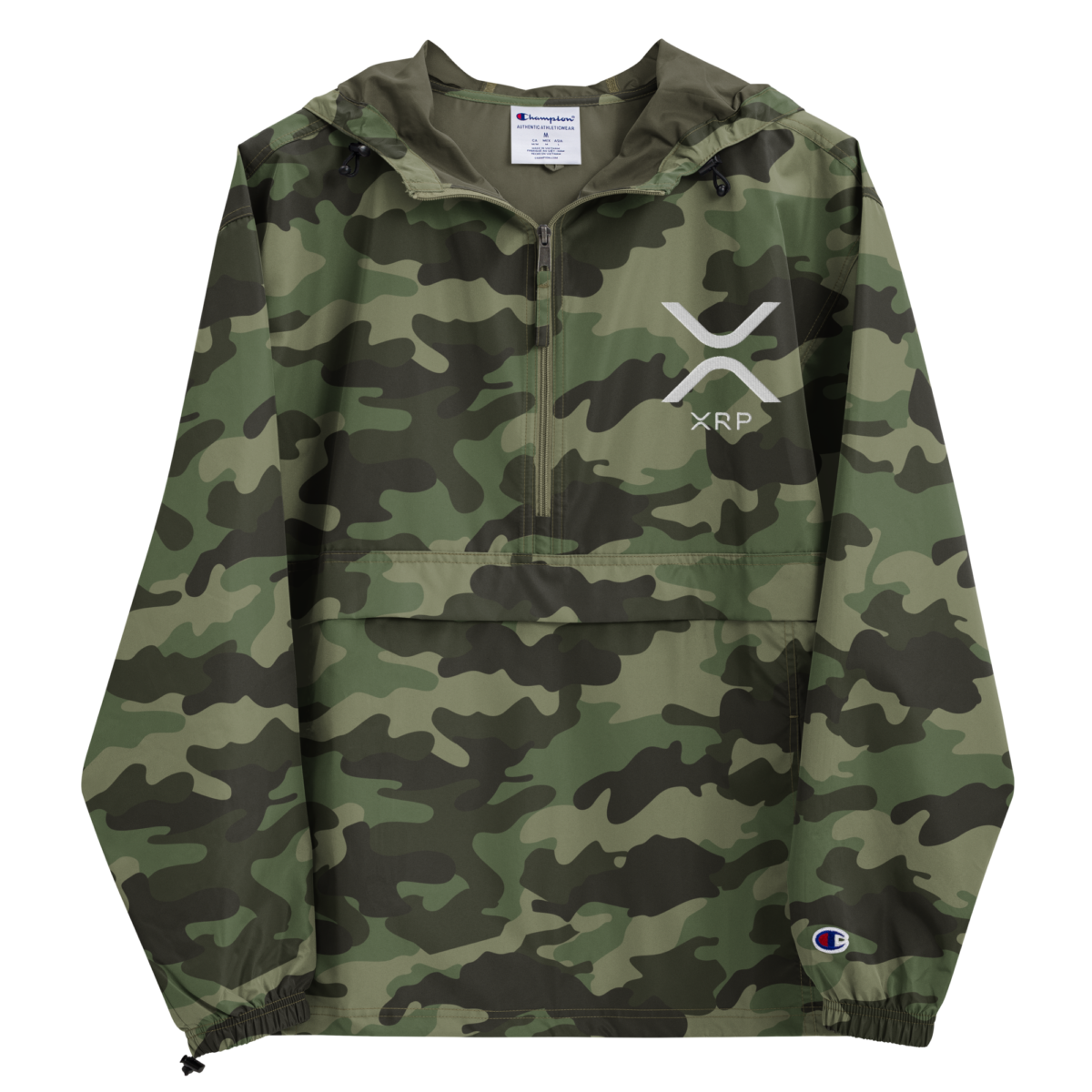 embroidered champion packable jacket olive green camo front 631f40fc7ed1b - XRP Champion Packable Jacket