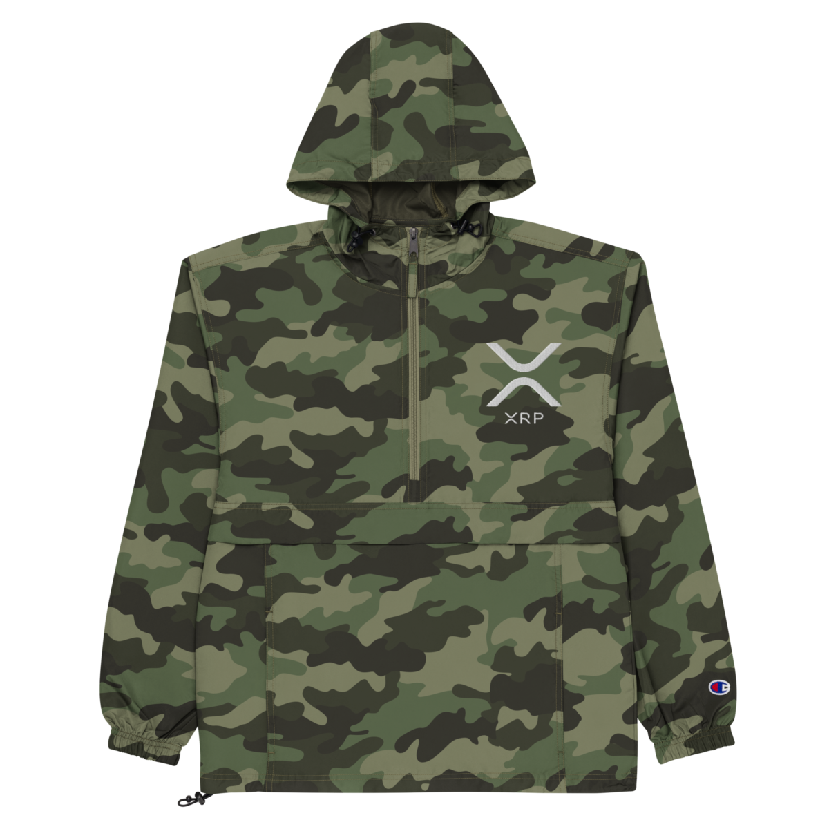 embroidered champion packable jacket olive green camo front 631f40fc8079f - XRP Champion Packable Jacket