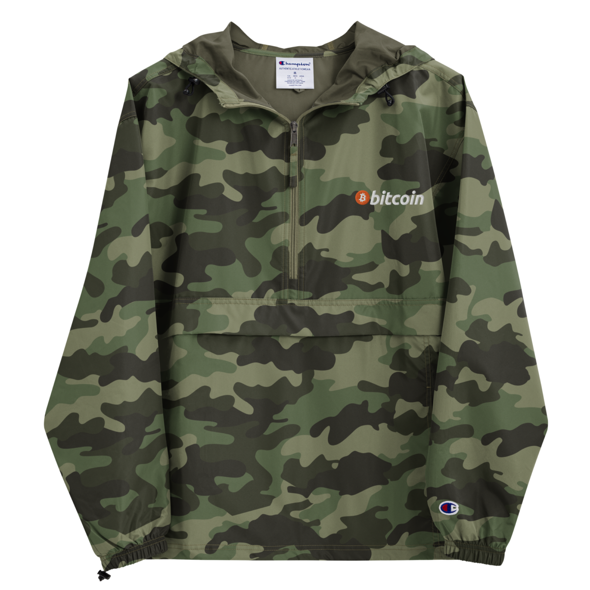 embroidered champion packable jacket olive green camo front 631f53e1516b6 - Bitcoin Classic Logo Champion Packable Jacket
