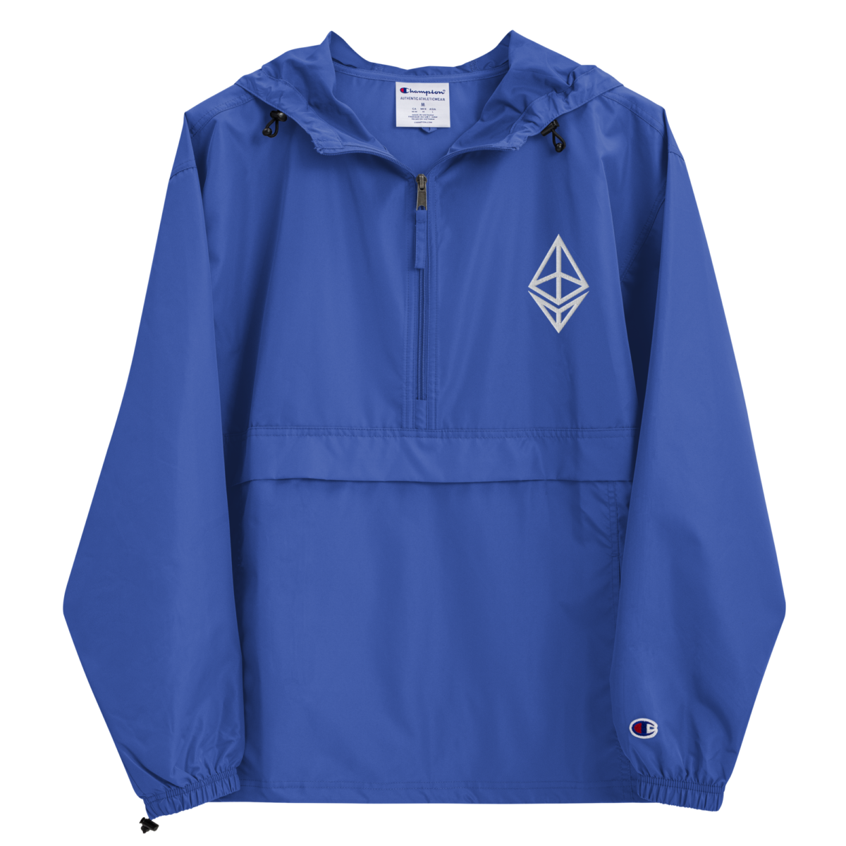 embroidered champion packable jacket royal blue front 631f3bb584bb3 - Ethereum Outline Logo Champion Packable Jacket
