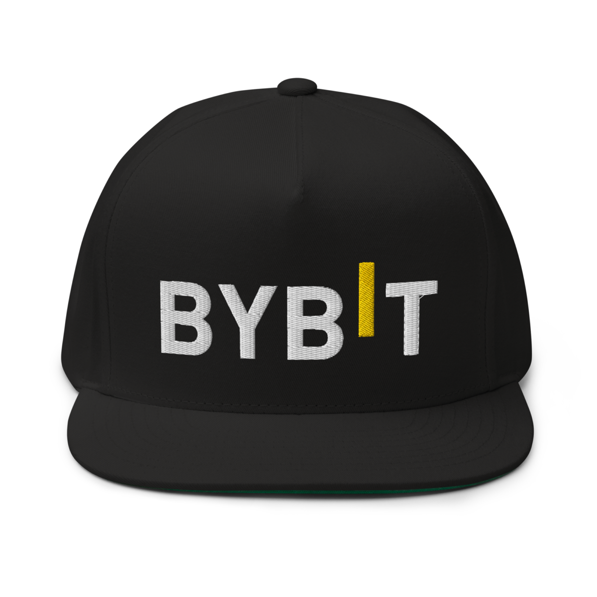 flat bill cap black front 6321d37c980f1 - Bybit Snapback hat