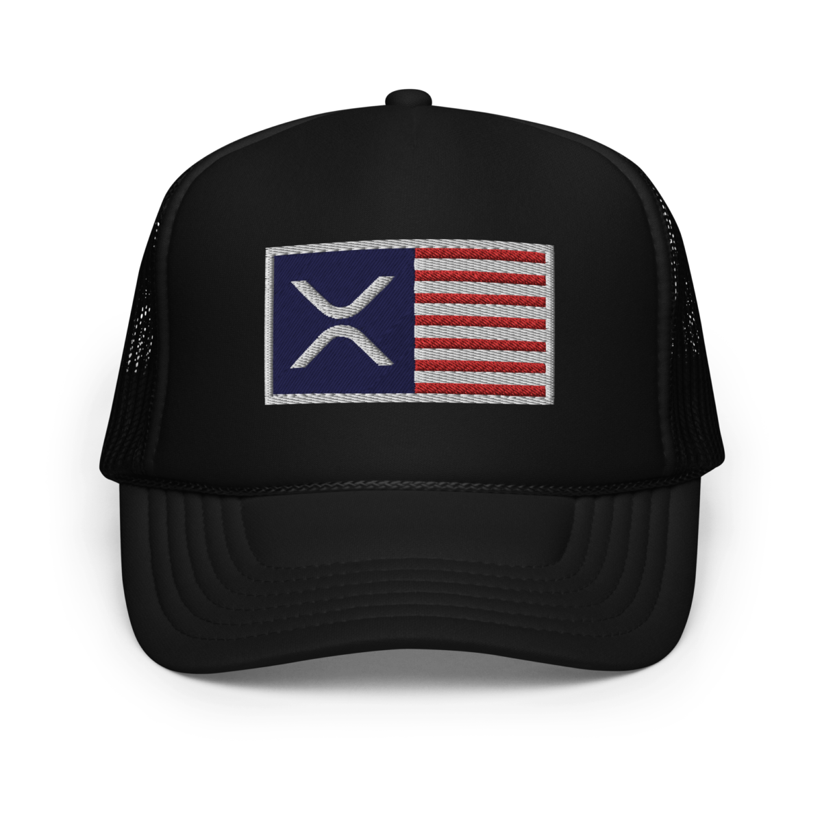 foam trucker hat black one size front 632b6a246c4e6 - XRP: USA Flag Foam Trucker Hat