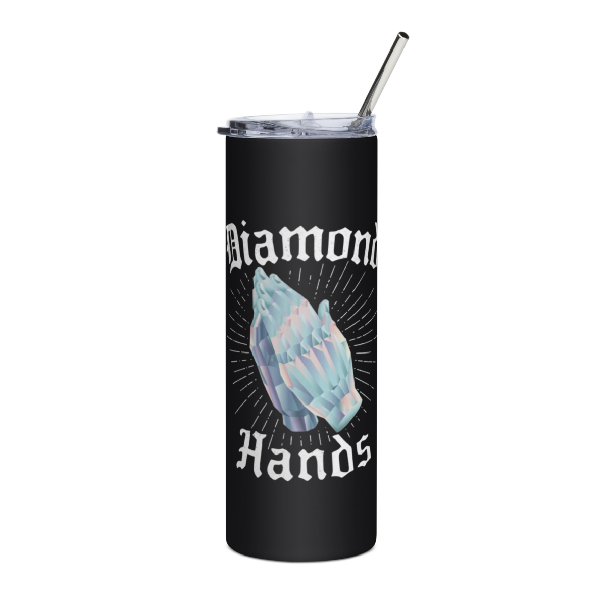 stainless steel tumbler black front 63132d4dc6a40 - Diamond Hands Stainless Steel Tumbler