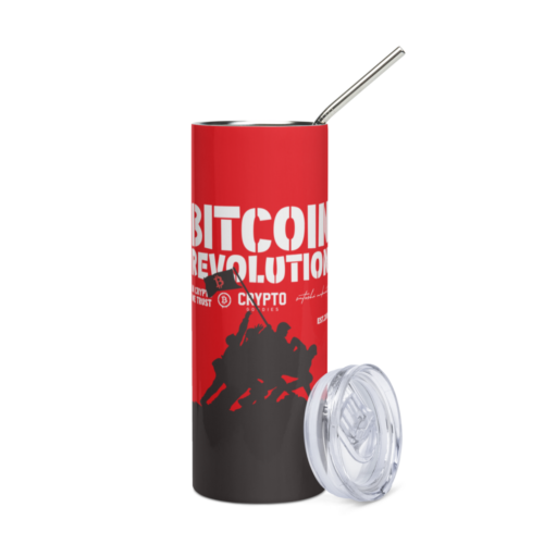 stainless steel tumbler white front 63132a12af0a2 - Bitcoin Revolution Stainless Steel Tumbler