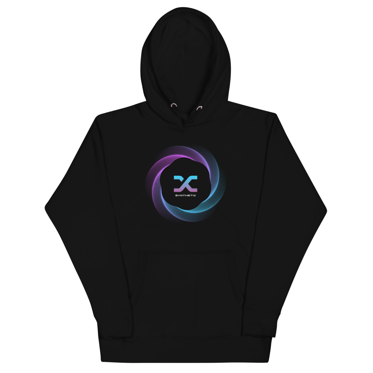unisex premium hoodie black front 631a0f0fd3070 - Synthetix Gradient Logo Hoodie