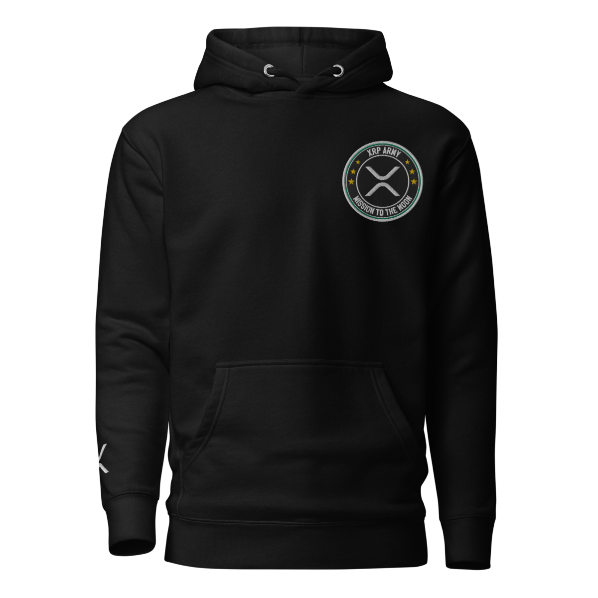 unisex premium hoodie black front 6321f86f936da - XRP Army: Mission to the Moon (Embroidery) Hoodie