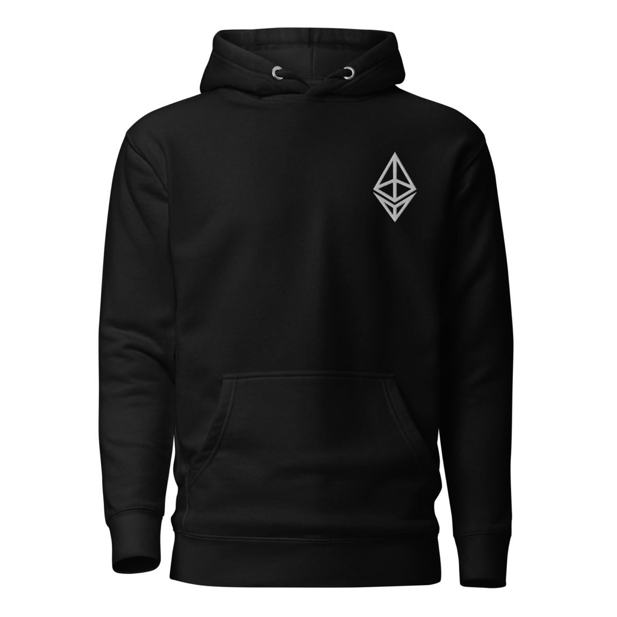 unisex premium hoodie black front 632208d3880af - Ethereum Outline Logo (Embroidery) Hoodie