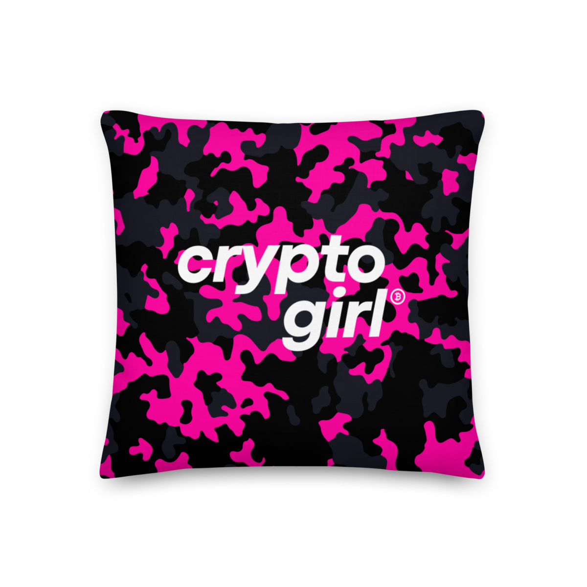 all over print premium pillow 18x18 front 633e12874e333 - Crypto Girl Pink Camouflage Premium Pillow