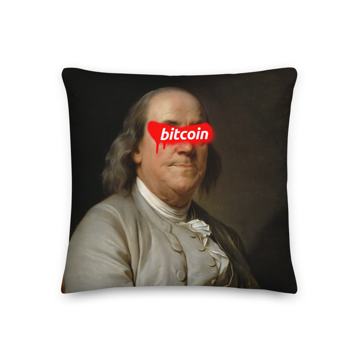 all over print premium pillow 18x18 front 633e15755cd6b - Bitcoin x Benjamin Franklin Premium Pillow