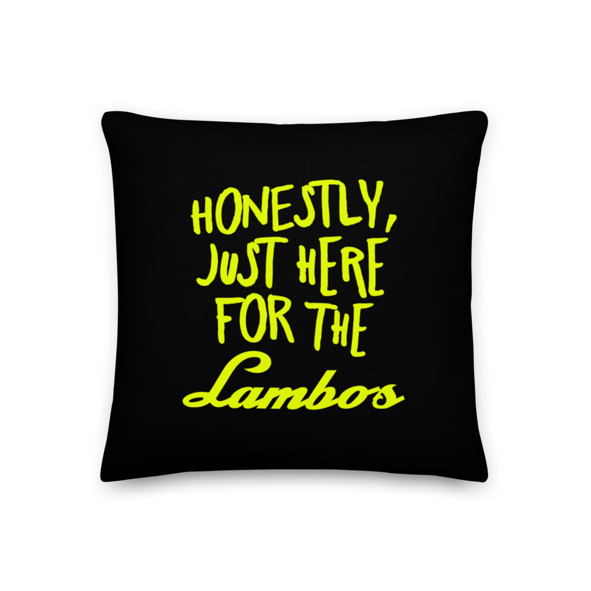 all over print premium pillow 18x18 front 633ee9493460a - Crypto Goodies: Here For The Lambos Premium Pillow