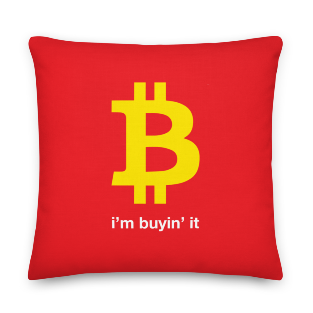 all over print premium pillow 22x22 back 633eee1d8e2b9 - Bitcoin: I'm Buyin' It Premium Pillow