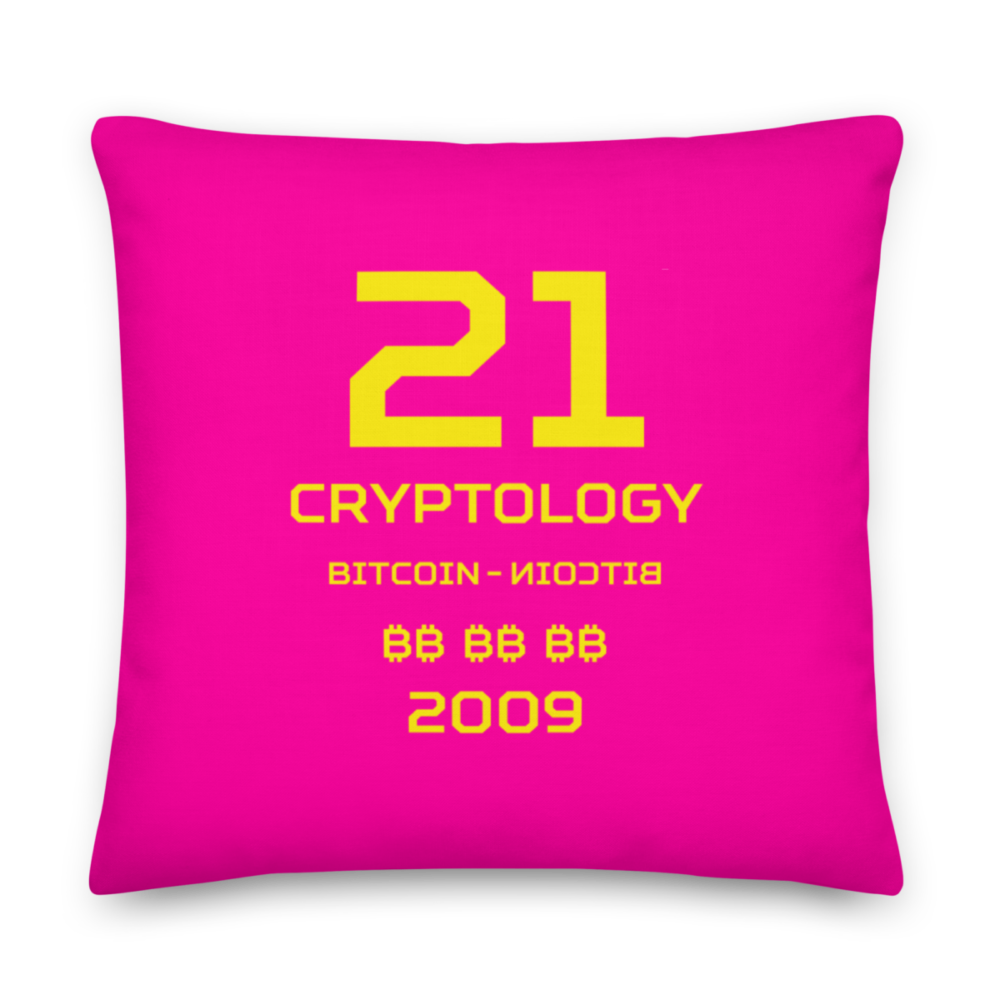 all over print premium pillow 22x22 back 633ef85a86df5 - Bitcoin x Cryptology Premium Pillow