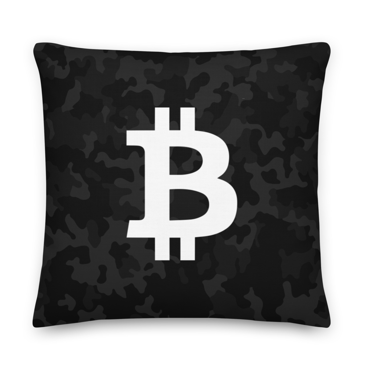 all over print premium pillow 22x22 front 633e095073a4f - Bitcoin Black Camouflage Premium Pillow