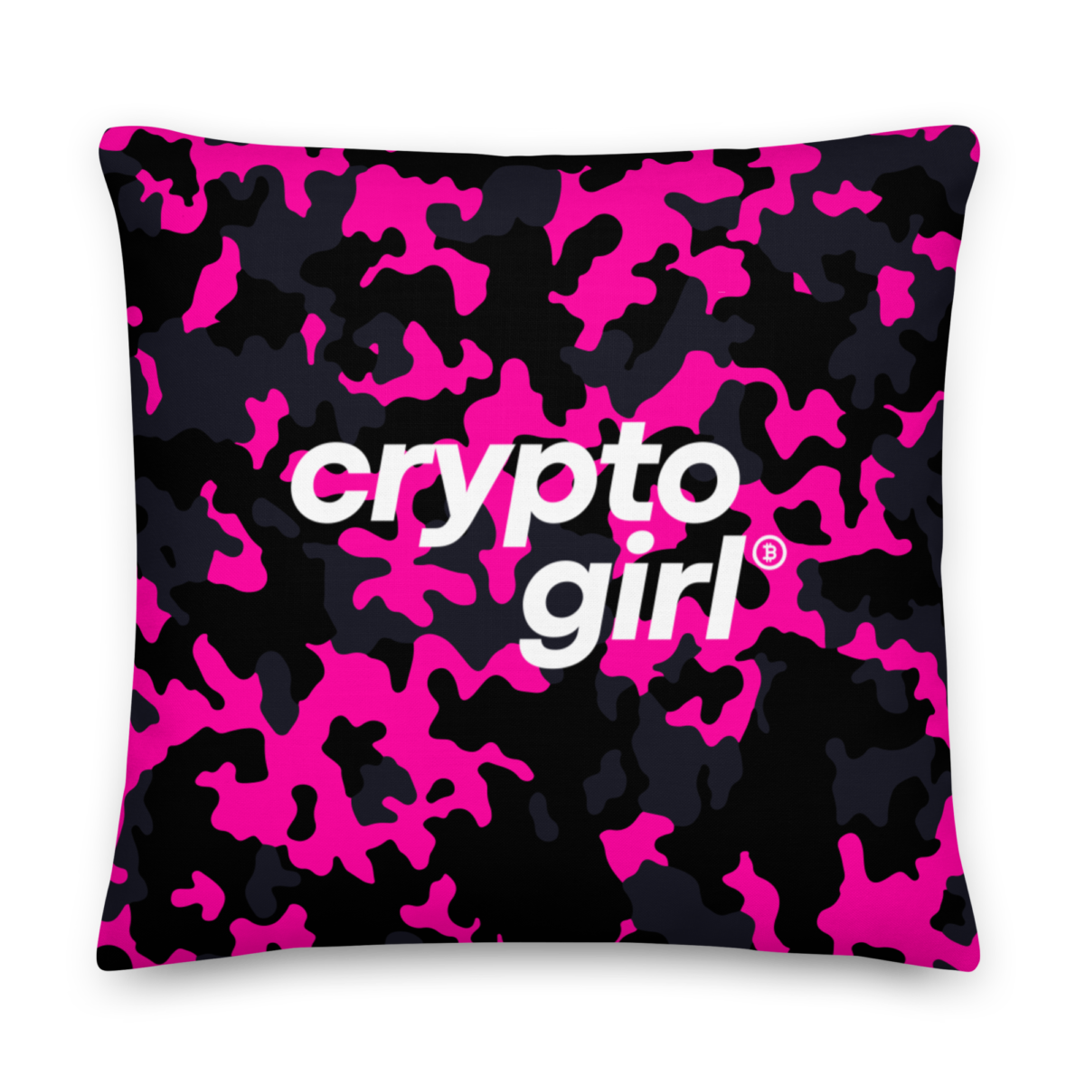 all over print premium pillow 22x22 front 633e12874bacd - Crypto Girl Pink Camouflage Premium Pillow