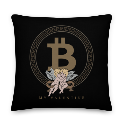 all over print premium pillow 22x22 front 633eb14f1abc2 - Bitcoin: Be My Valentine Premium Pillow