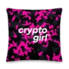 Crypto Girl Pink Camouflage Premium Pillow