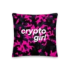 Crypto Girl Pink Camouflage Premium Pillow