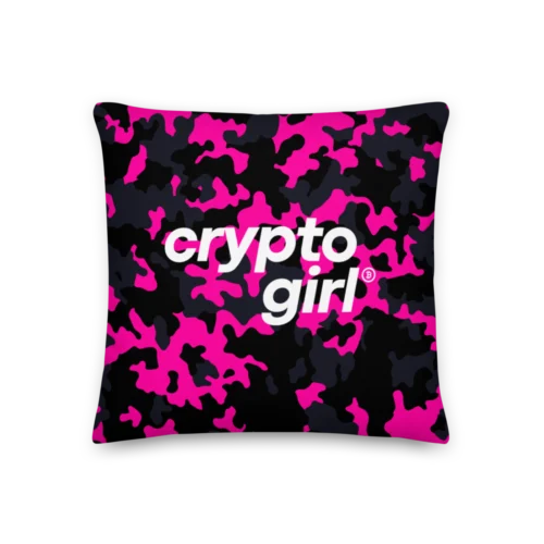 Crypto Girl Pink Camouflage Premium Pillow