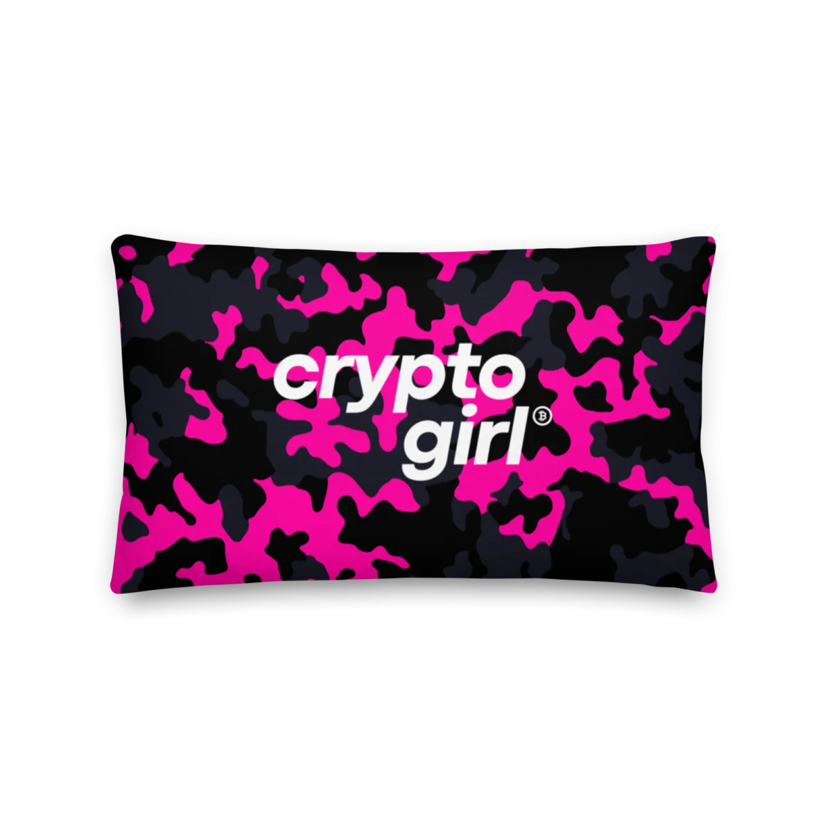 Crypto Girl Pink Camouflage Premium Pillow - Image 4
