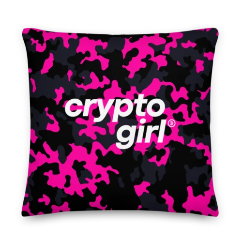 Crypto Girl Pink Camouflage Premium Pillow