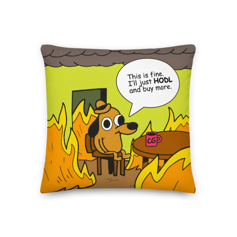 This Is Fine Crypto Meme Premium Pillow
