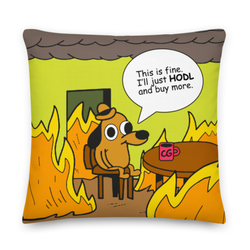 This Is Fine Crypto Meme Premium Pillow