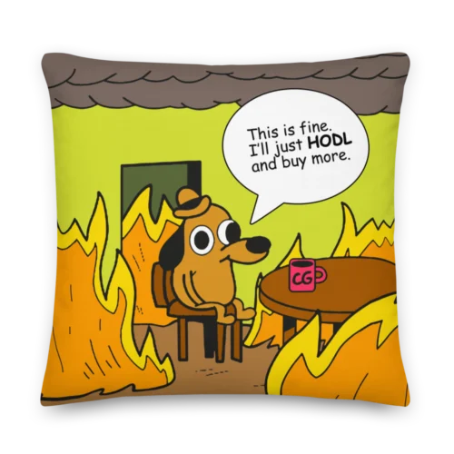 This Is Fine Crypto Meme Premium Pillow