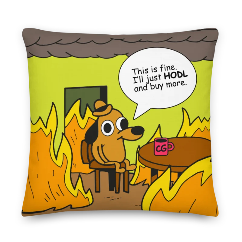 This Is Fine Crypto Meme Premium Pillow